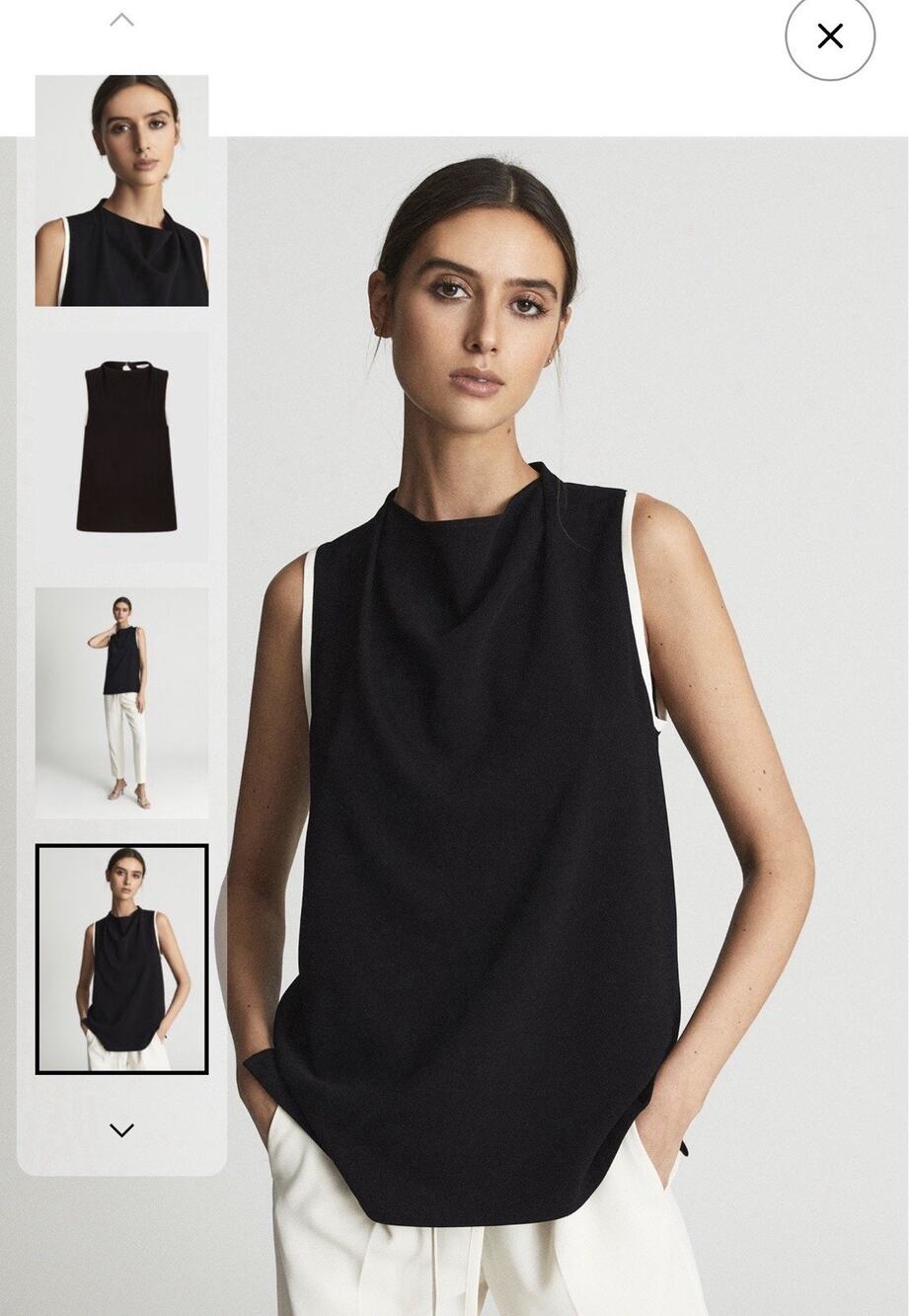 Women's Reiss August Sleeveless Twill Blouse in Black S